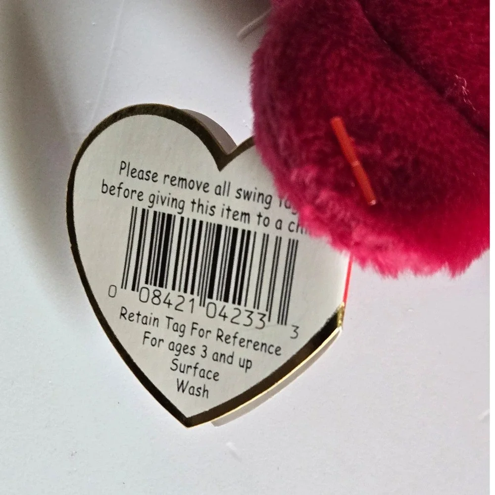 TY Beanie Babies Valentina Bear‎ 1999 White Heart Plush Valentine 1998 Hang Tag